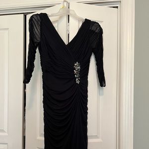 Full length navy gown.